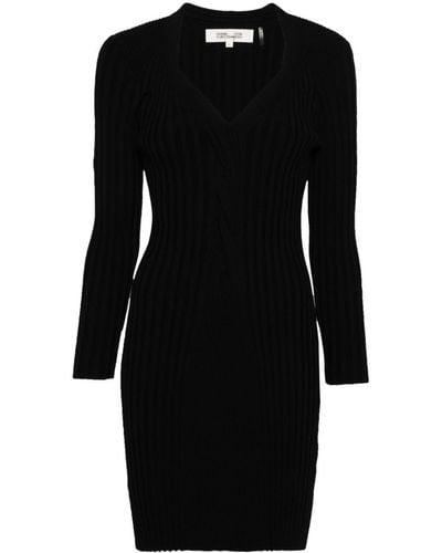 Diane von Furstenberg Vernoique Ribbed Midi Dress - Black