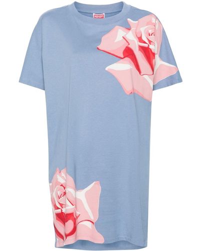 KENZO Rose T-Shirtkleid - Blau