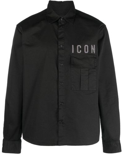 DSquared² Slogan-embellished Long-sleeve Shirt - Black