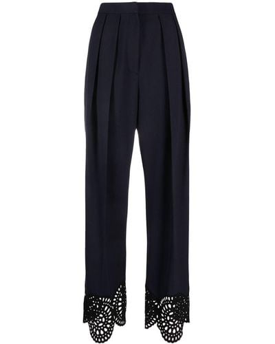 Stella McCartney Pleated Broderie Anglaise Pants - Blue