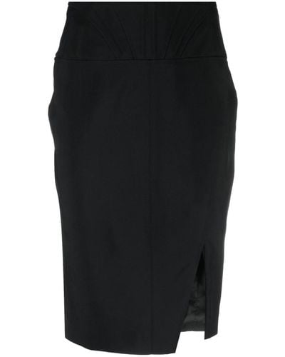 Mugler Mid-rise Panelled Skirt - Black