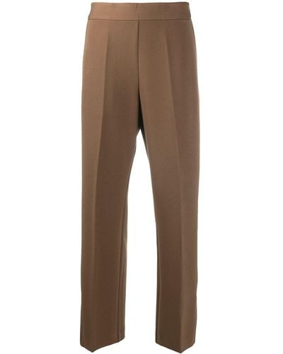 Altea High Waist Cropped Trousers - Brown