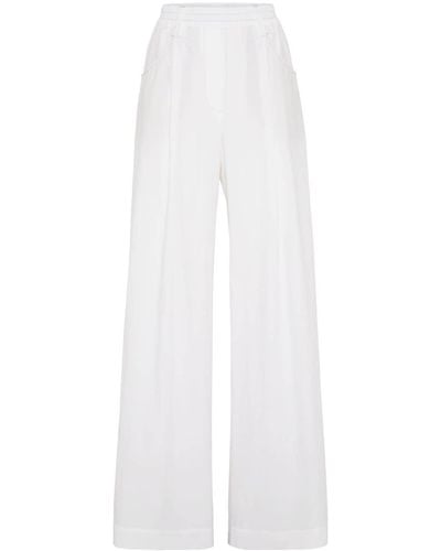 Brunello Cucinelli Wide-leg Cotton Trousers - White