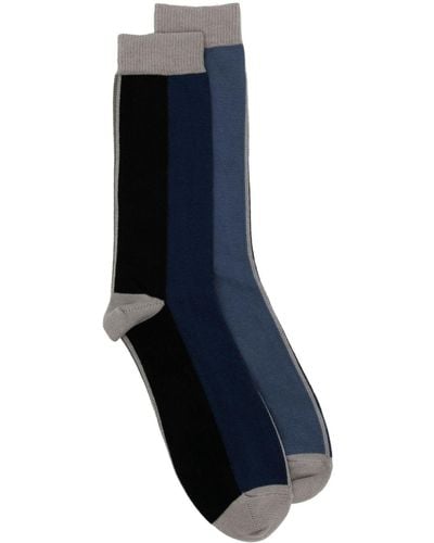 Paul Smith Chaussettes en coton à design colour block - Bleu