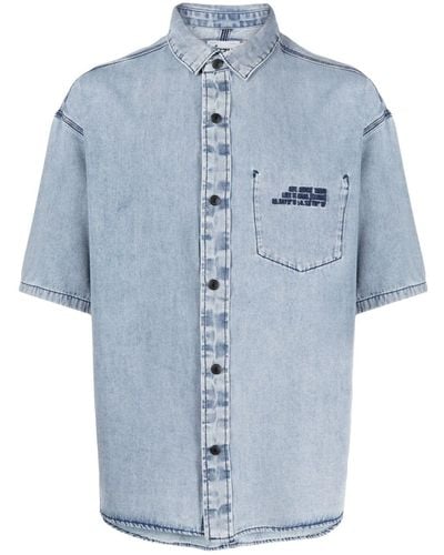 Izzue Denim Short-sleeved Shirt - Blue