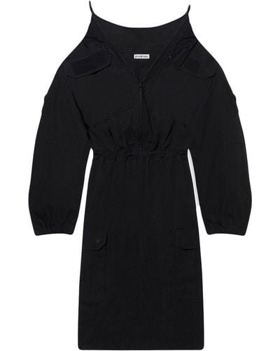 Balenciaga Off-shoulder Cargo Midi Dress - Black