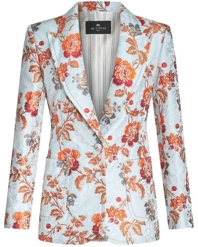 Etro Floral-jacquard Single-breasted Blazer - Red