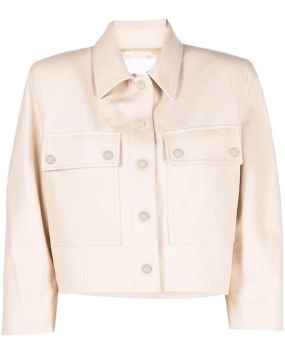 DROMe Cropped Leather Jacket - Natural