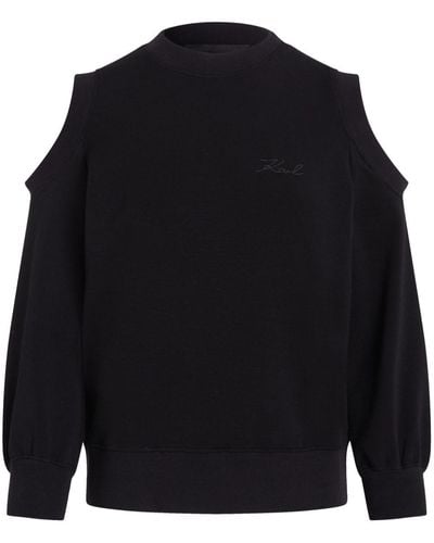Karl Lagerfeld Logo-embroidered Cut Out-detail Sweatshirt - Blue