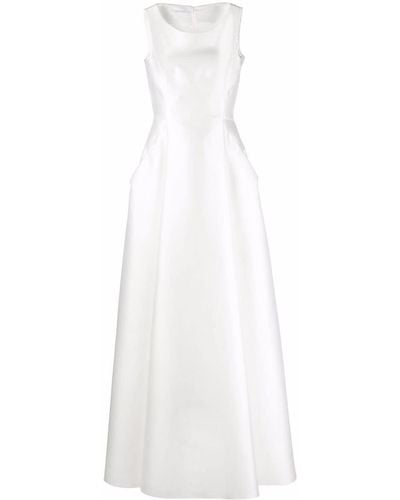 Alberta Ferretti サテンイブニングドレス - ホワイト