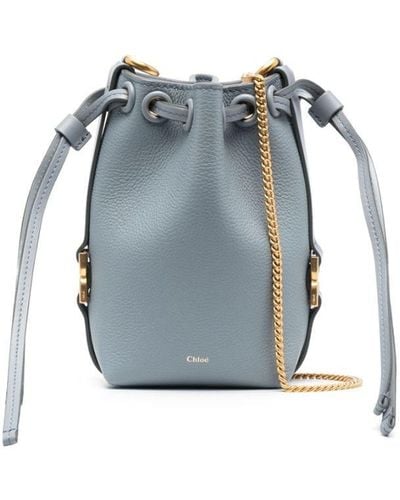Chloé Tasche Leather Bucket Bag - Blue