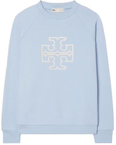 Tory Burch Double T-appliqué Cotton Sweatshirt - Blue
