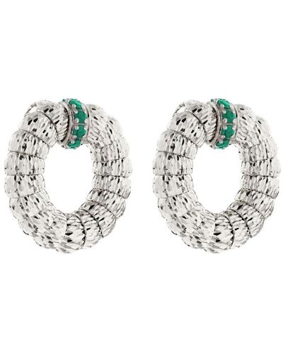 Officina Bernardi 18kt White Gold Enigma Emerald Hoop Earrings - Metallic