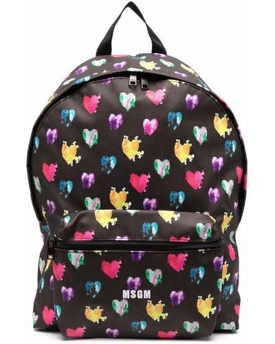 MSGM Heart-print Backpack - Black