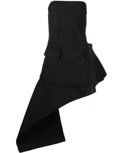 Sacai Strapless Asymmetric Minidress - Black