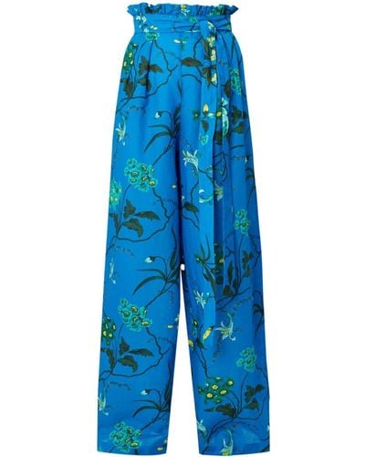 Erdem Pantalones anchos con estampado floral - Azul