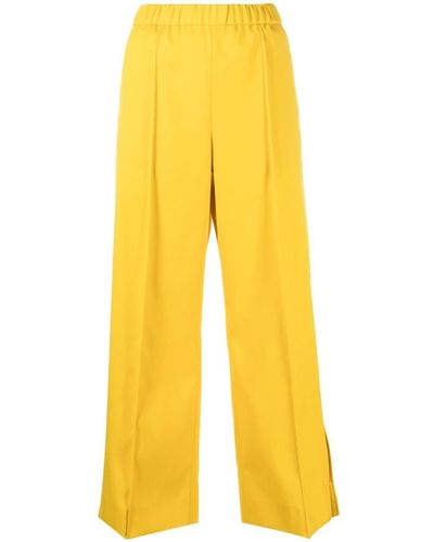 Jil Sander Wide-leg Wool Trousers - Yellow