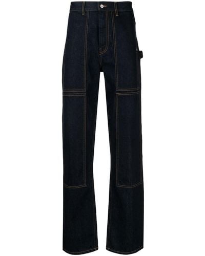 Helmut Lang Jeans dritti con cuciture a contrasto - Blu