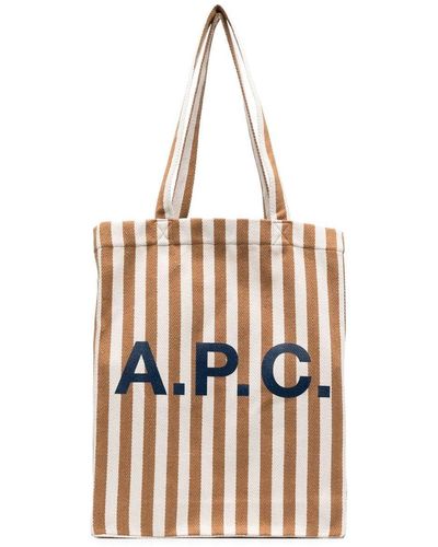 A.P.C. Bolso shopper con logo estampado - Blanco