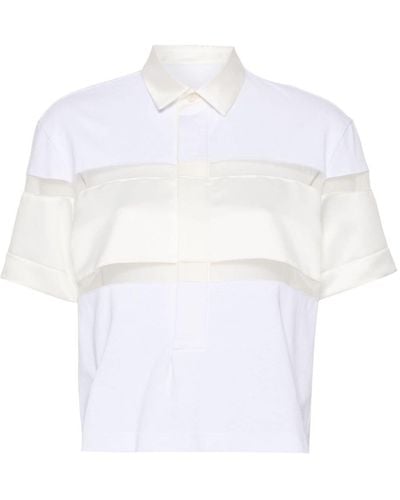 Sacai Bonded Cropped-Poloshirt - Weiß
