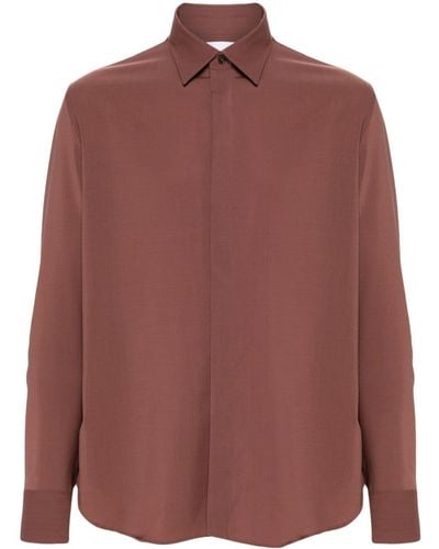 PT Torino Spread-collar Wool Shirt - Brown