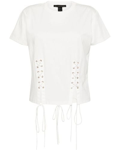 Kiki de Montparnasse Lace-up Cotton T-shirt - White
