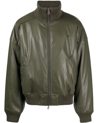 FIVE CM Logo-embroidered Faux-leather Jacket - Green