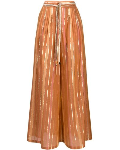 Zimmermann Striped Cotton Relaxed Pants - Orange