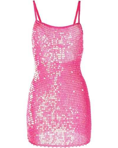 retroféte Kinley gehäkeltes Kleid mit Pailletten - Pink