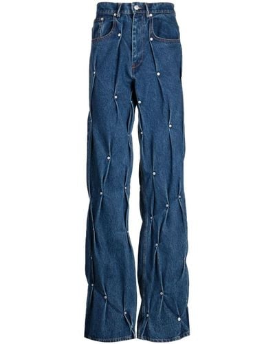 Kusikohc Rivet-detail Straight-leg Jeans - Blue