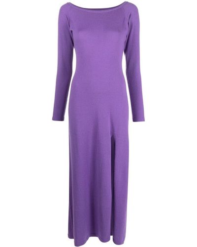 Canessa Long Fine Knit Cashmere Dress - Purple