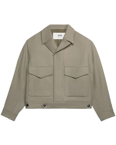 Ami Paris Flap-pocket Long-sleeve Jacket - Natural