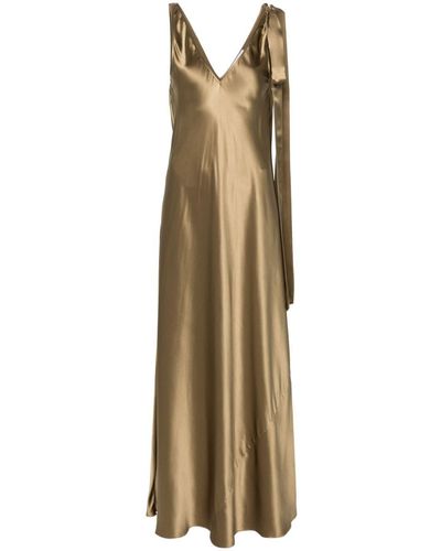 JW Anderson Tie-detailed Satin Maxi Dress - メタリック