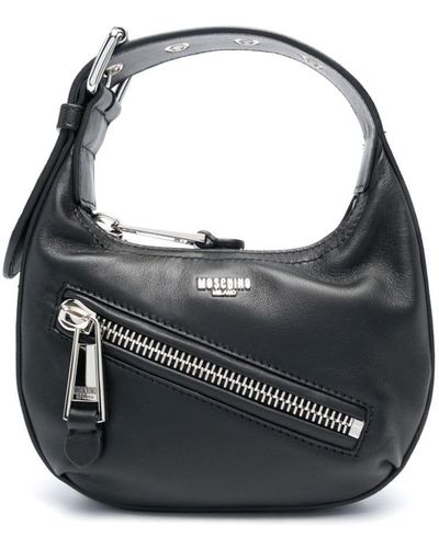 Moschino Logo-lettering Leather Shoulder Bag - Black