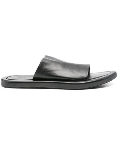 Balenciaga Round-open Toe Leather Sandals - Black