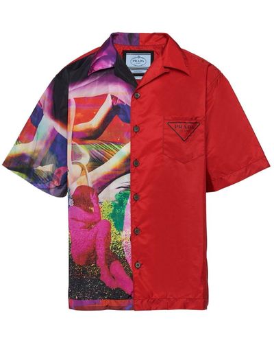 Prada Double Match Re-nylon Shirt - Red
