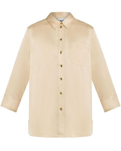 Ganni Classic-collar Button-down Shirt - Natural