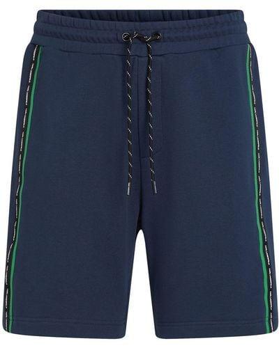 Karl Lagerfeld Stripe-logo Organic-cotton Shorts - Blue