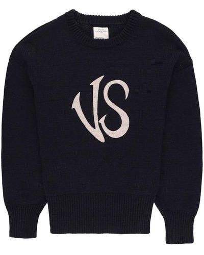 Visvim Logo-print Knitted Sweater - Blue