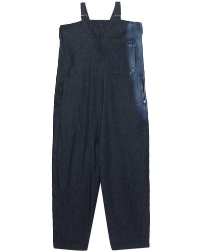 Y's Yohji Yamamoto Salopette en jean à design bicolore - Bleu
