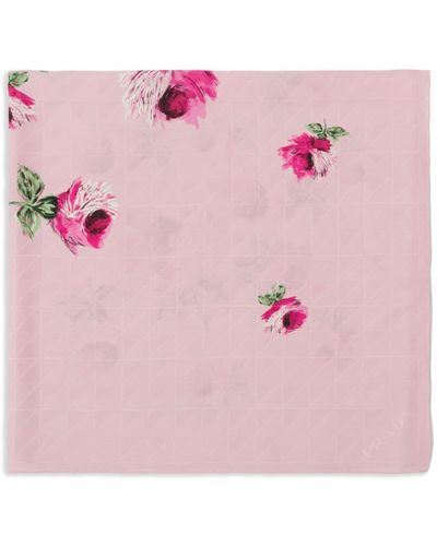 Prada Foulard Symbole en soie à fleurs - Rose