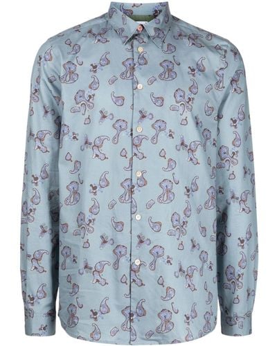 PS by Paul Smith Paisley-print Cotton Shirt - Blue