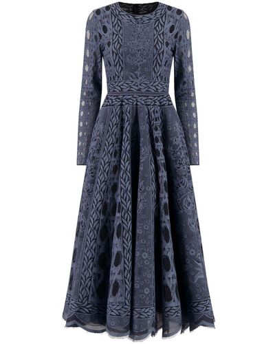 Giambattista Valli Flared Jacquard Midi Dress - Blue