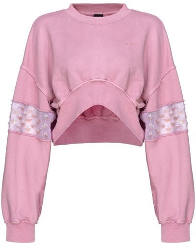 Pinko Cropped-Sweatshirt mit Pailletten - Pink