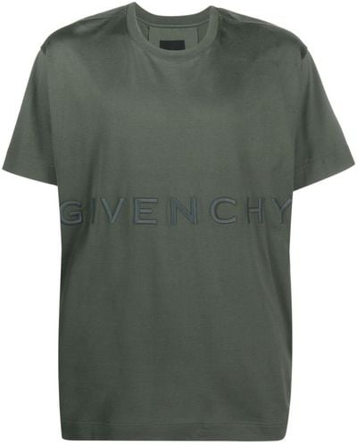 Givenchy T-shirt en coton à logo brodé - Vert