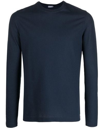 Zanone Long-sleeved Cotton T-shirt - Blue