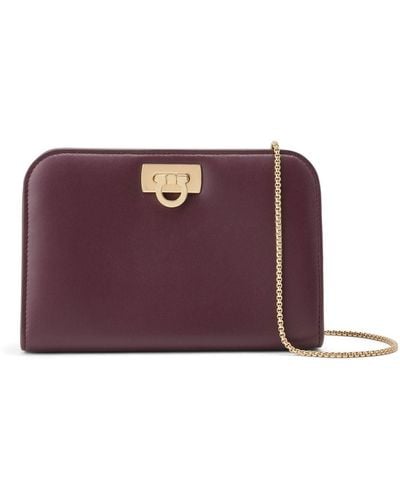 Ferragamo Diana Leather Clutch Bag - Purple