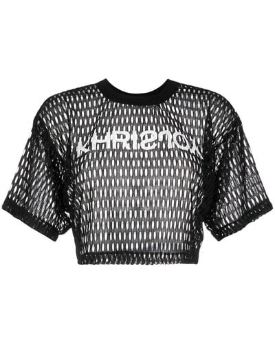 Khrisjoy T-shirt perforé à logo imprimé - Noir