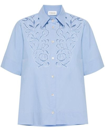 P.A.R.O.S.H. Guipure-lace Cotton Shirt - Blue