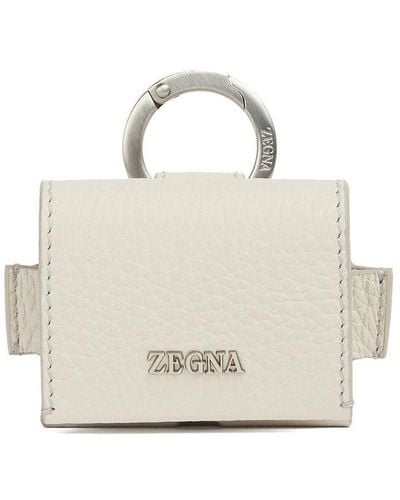 Zegna Étui pour AirPods en cuir à plaque logo - Blanc